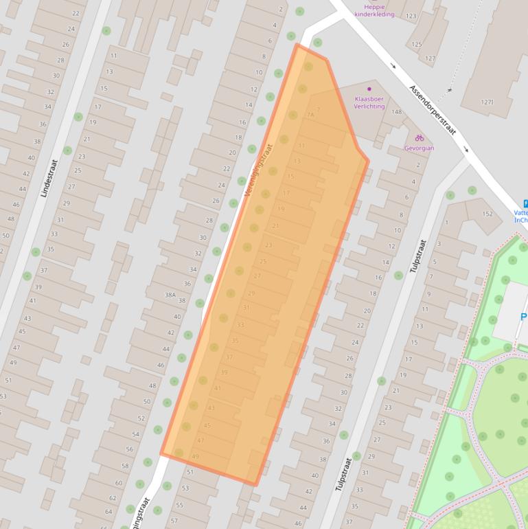 Kaart van postcodegebied 8012BA.