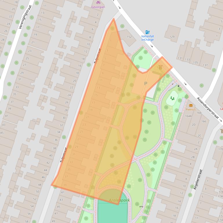 Kaart van postcodegebied 8012BE.