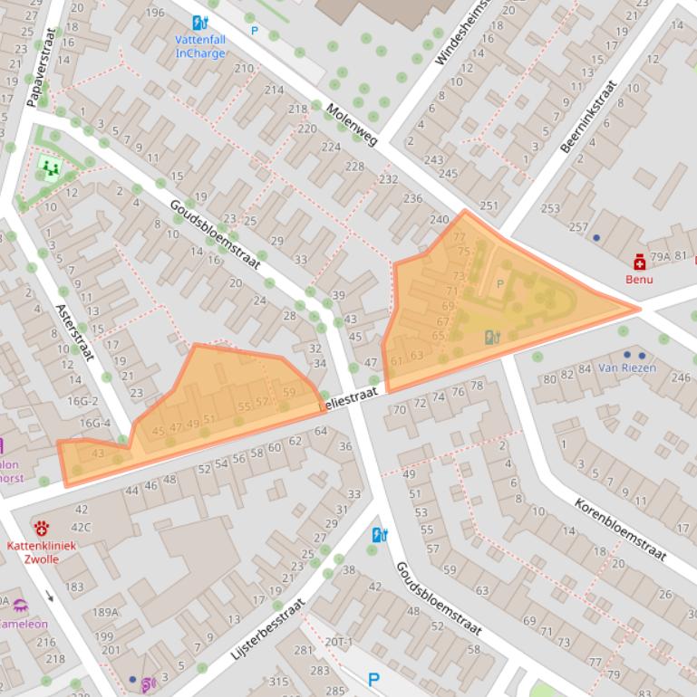 Kaart van postcodegebied 8012BL.