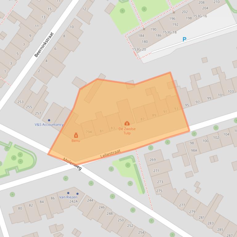 Kaart van postcodegebied 8012BM.