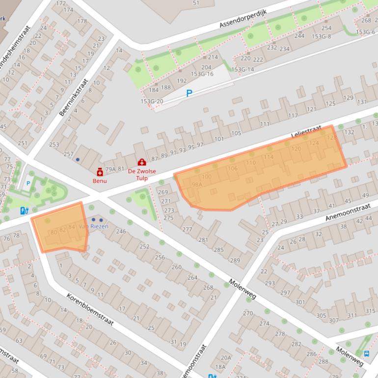 Kaart van postcodegebied 8012BT.