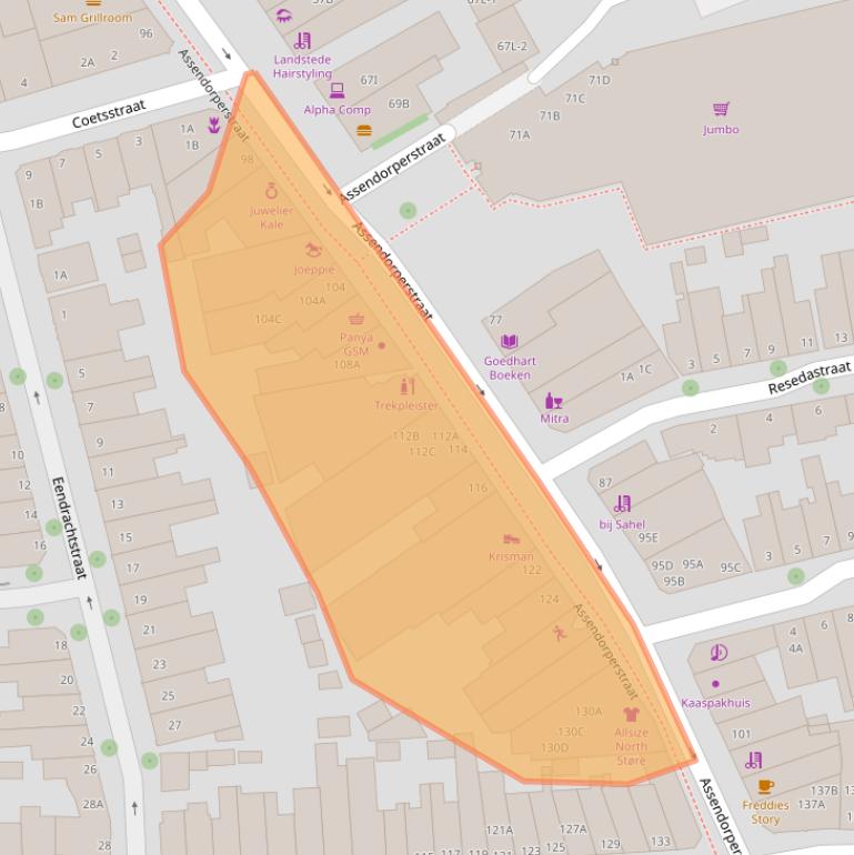 Kaart van postcodegebied 8012CC.