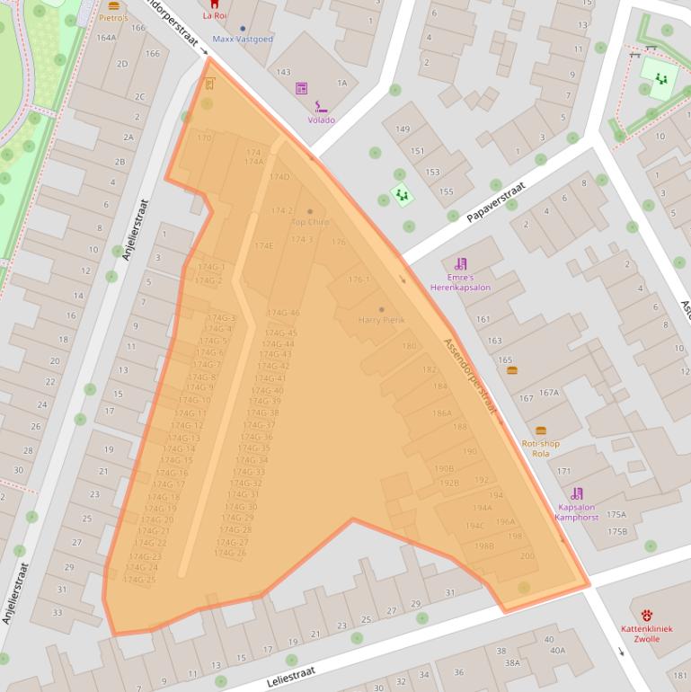 Kaart van postcodegebied 8012CE.