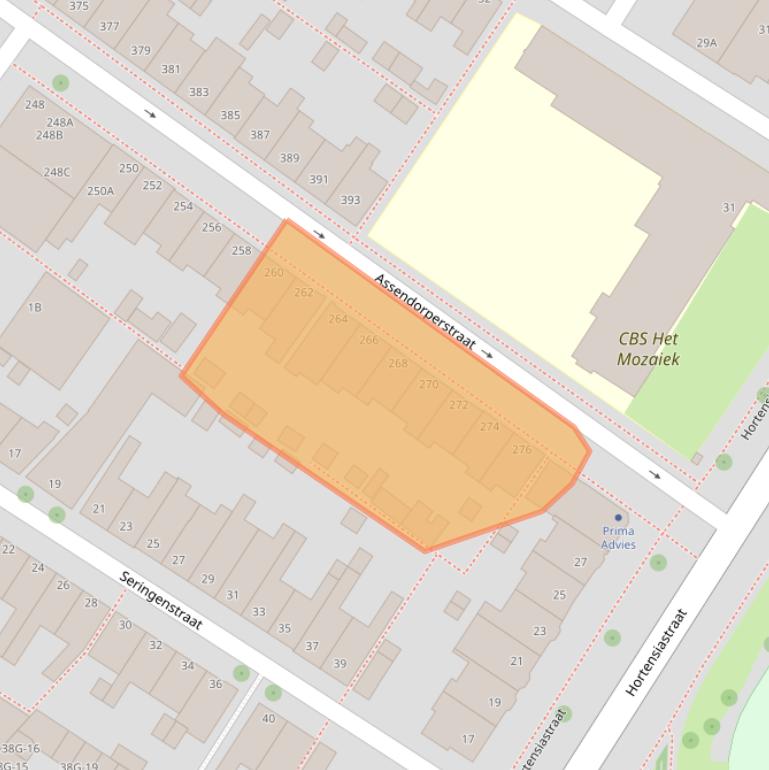 Kaart van postcodegebied 8012CJ.