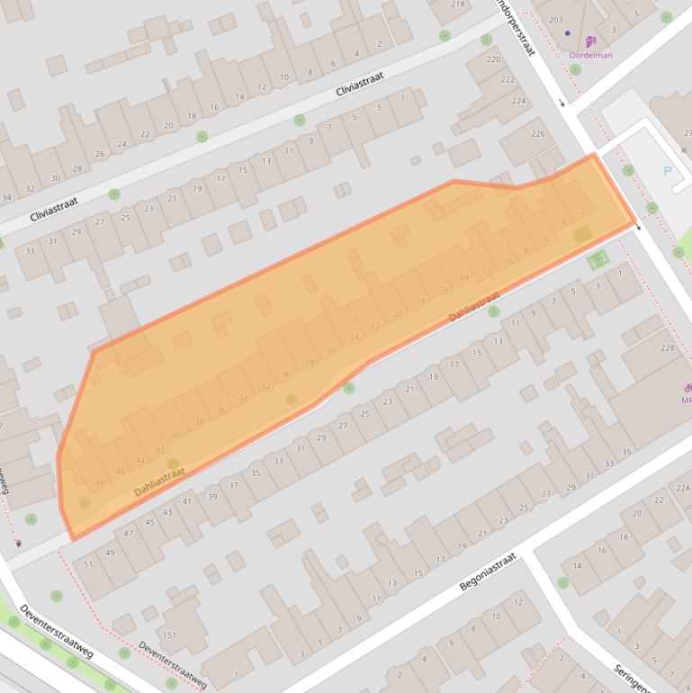 Kaart van postcodegebied 8012CW.