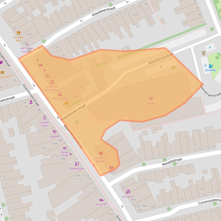 Kaart van postcodegebied 8012DG.