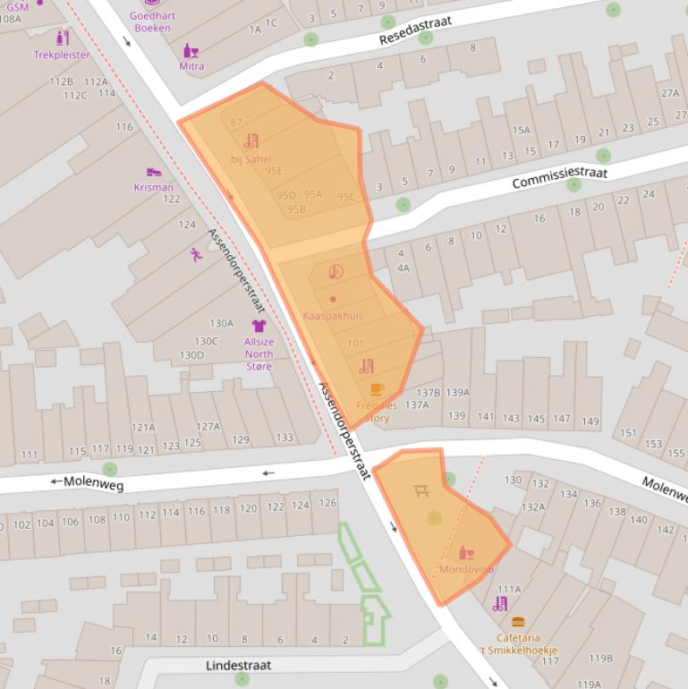 Kaart van postcodegebied 8012DH.
