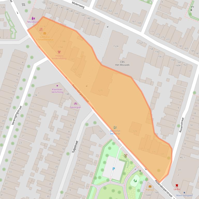 Kaart van postcodegebied 8012DJ.