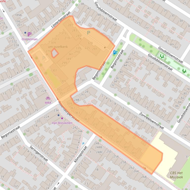 Kaart van postcodegebied 8012DN.