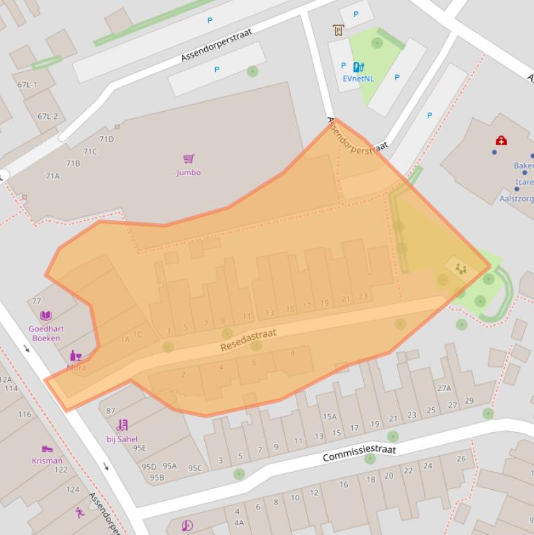 Kaart van postcodegebied 8012DS.