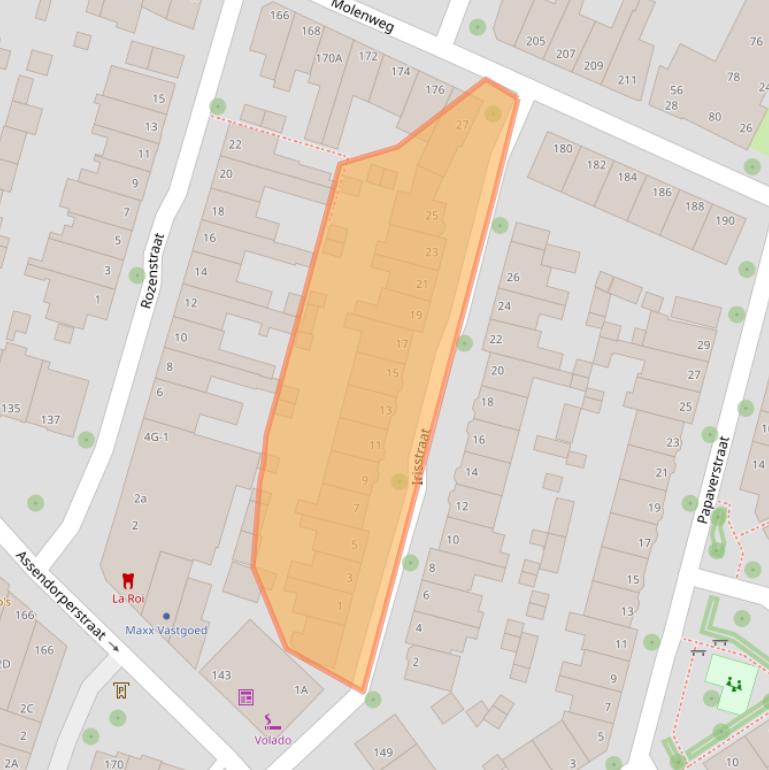 Kaart van postcodegebied 8012DX.