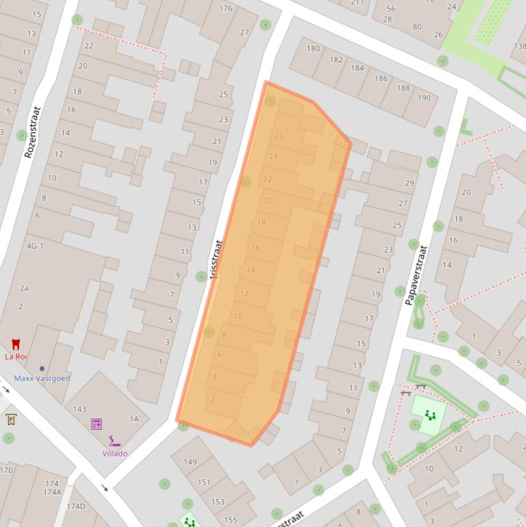 Kaart van postcodegebied 8012DZ.