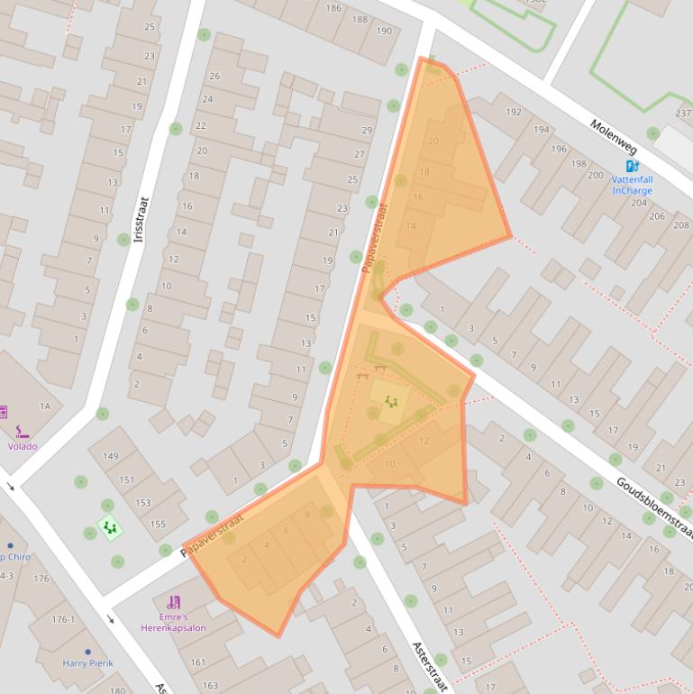 Kaart van postcodegebied 8012EB.