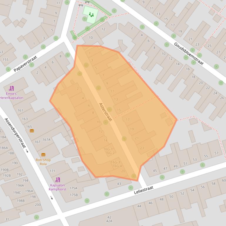 Kaart van postcodegebied 8012EC.