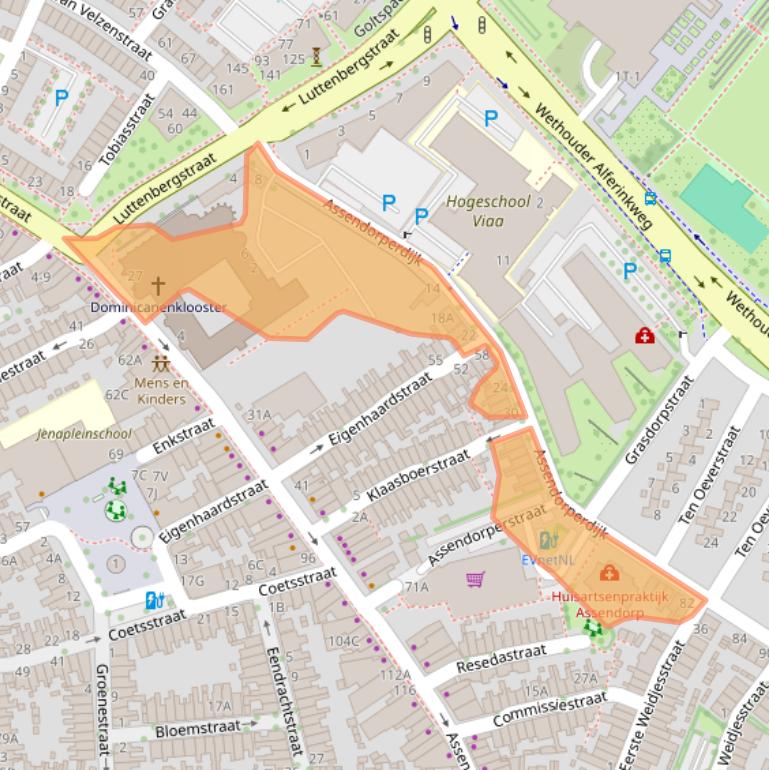 Kaart van postcodegebied 8012EH.