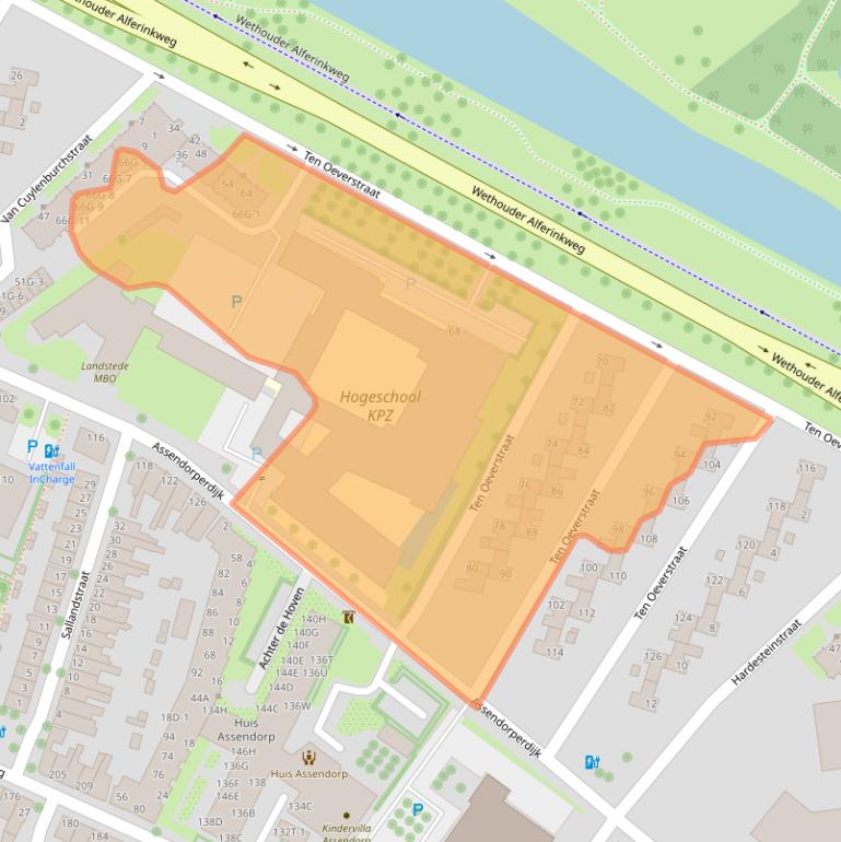 Kaart van postcodegebied 8012EW.