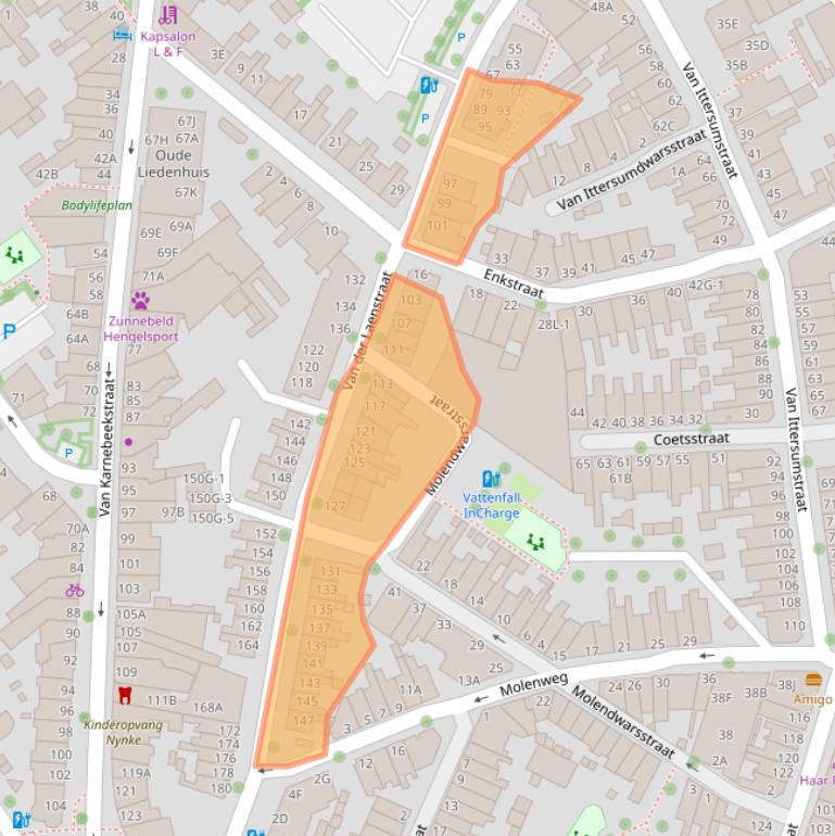 Kaart van postcodegebied 8012TB.