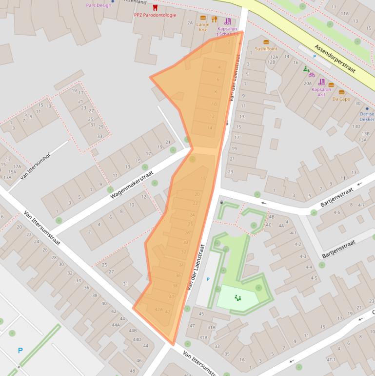 Kaart van postcodegebied 8012TC.