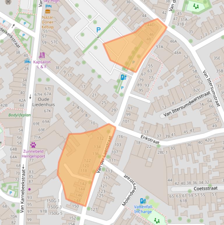 Kaart van postcodegebied 8012TD.