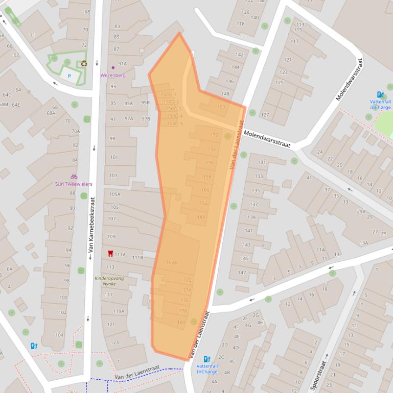 Kaart van postcodegebied 8012TE.