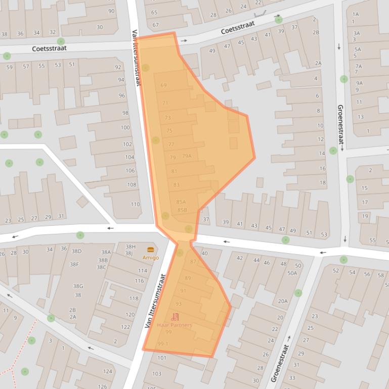 Kaart van postcodegebied 8012TJ.
