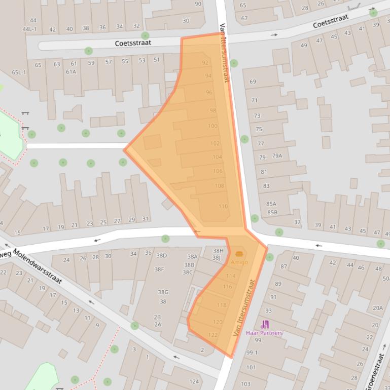 Kaart van postcodegebied 8012TM.