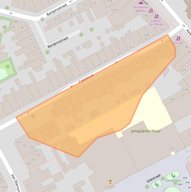 Kaart van postcodegebied 8012TV.