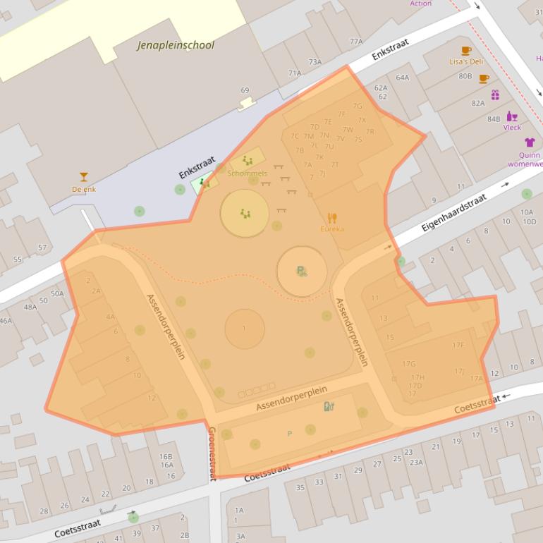Kaart van postcodegebied 8012TW.