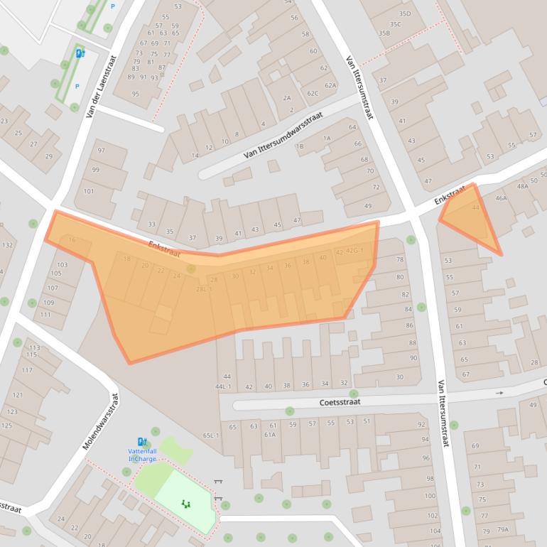 Kaart van postcodegebied 8012TX.