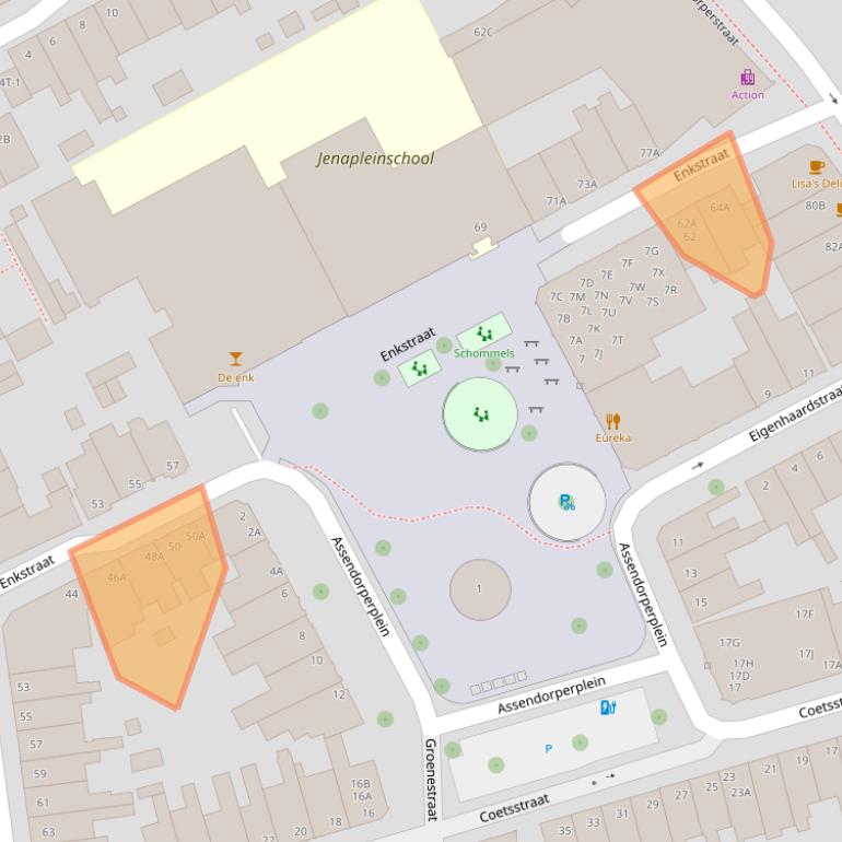 Kaart van postcodegebied 8012TZ.