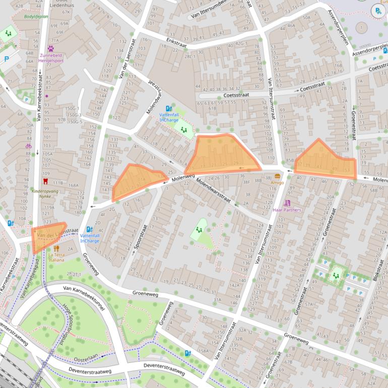 Kaart van postcodegebied 8012WB.