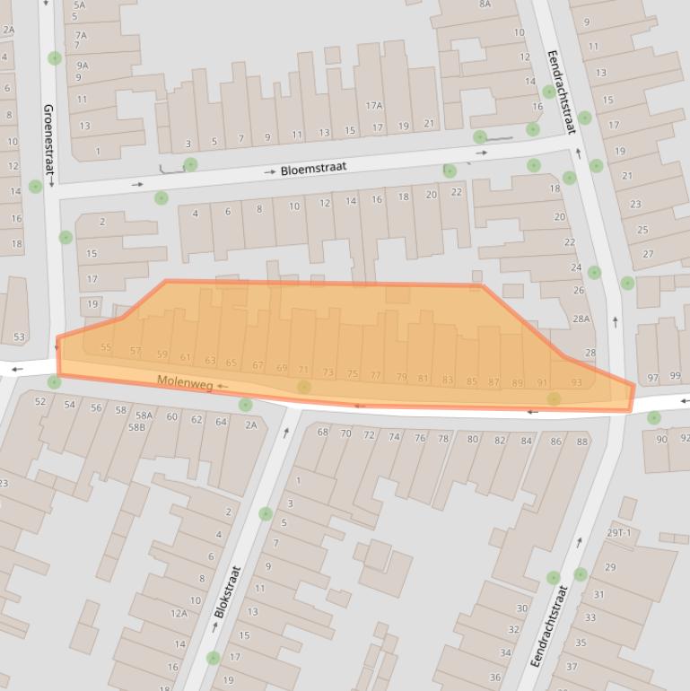 Kaart van postcodegebied 8012WC.