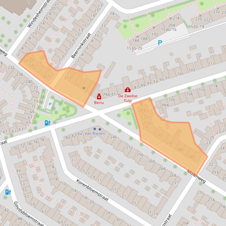 Kaart van postcodegebied 8012WH.