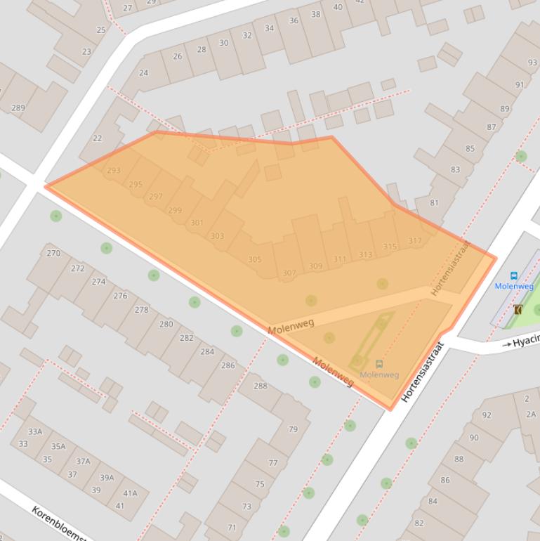 Kaart van postcodegebied 8012WJ.