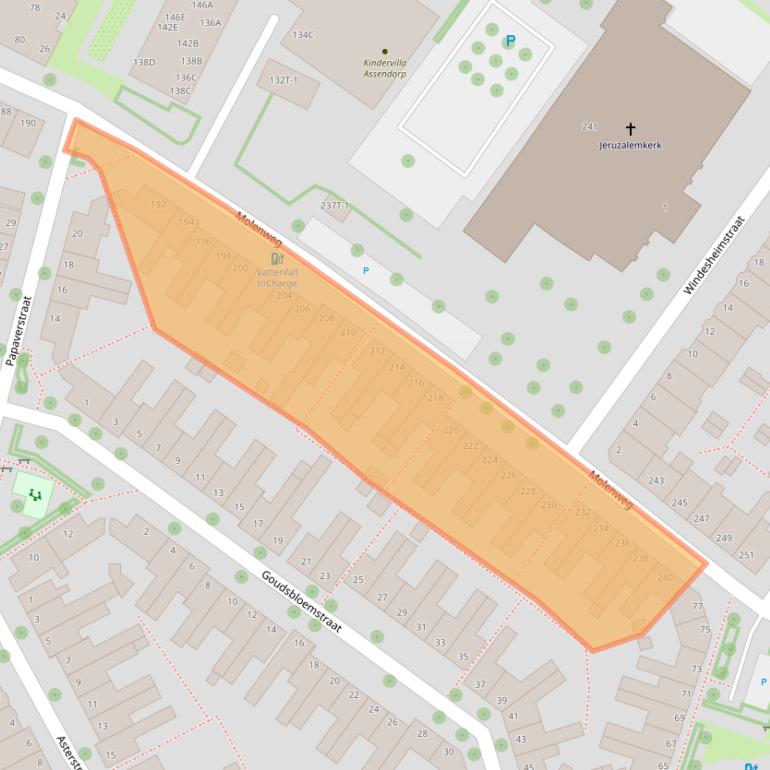 Kaart van postcodegebied 8012WS.