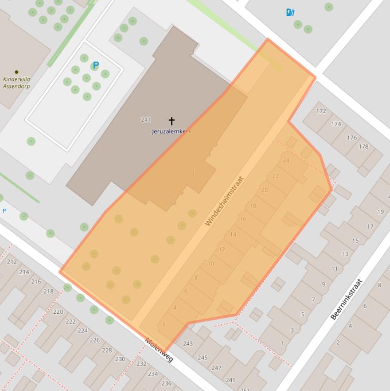 Kaart van postcodegebied 8012WZ.