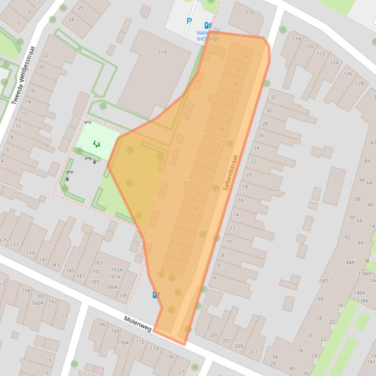 Kaart van postcodegebied 8012XA.