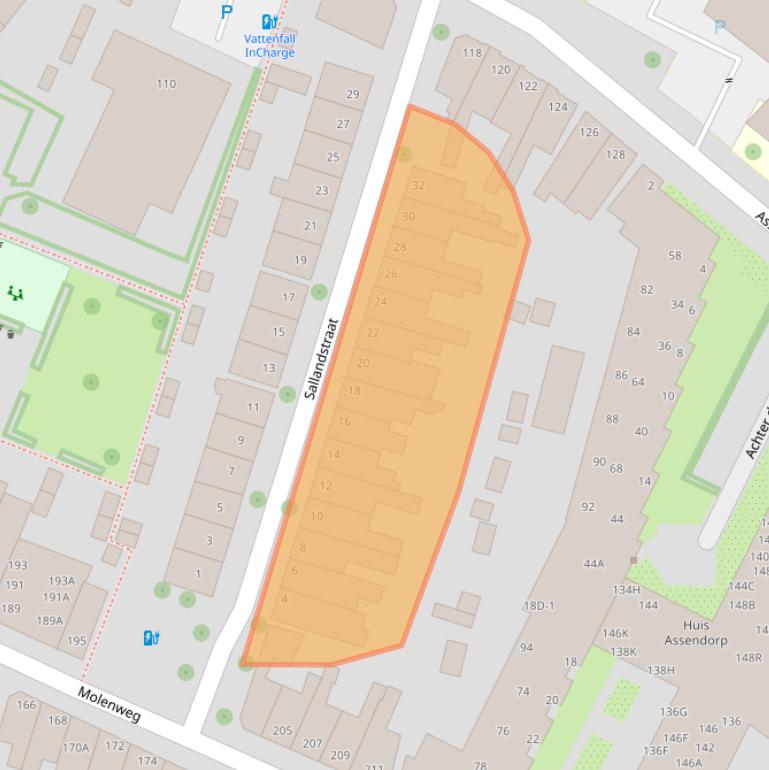 Kaart van postcodegebied 8012XB.