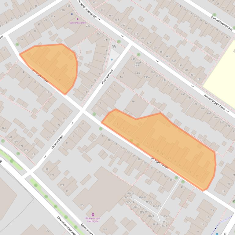 Kaart van postcodegebied 8012XD.