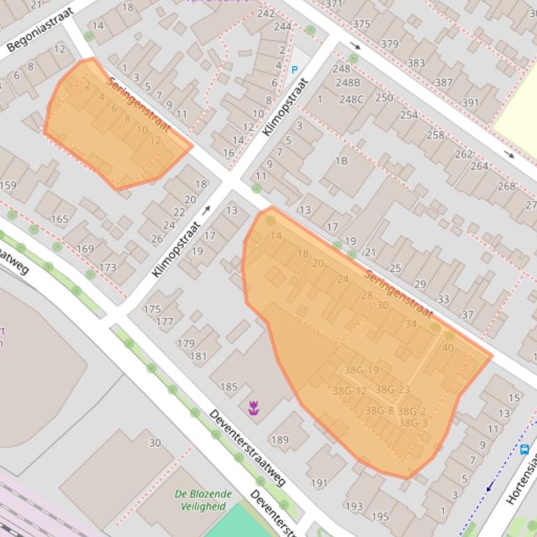 Kaart van postcodegebied 8012XE.