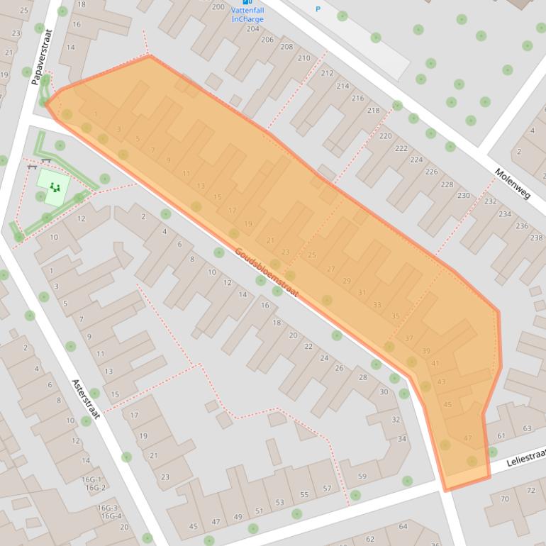 Kaart van postcodegebied 8012XJ.