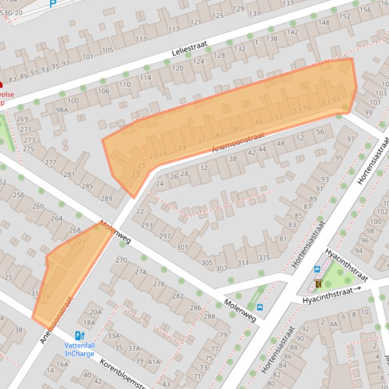 Kaart van postcodegebied 8012XV.