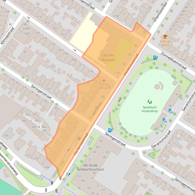 Kaart van postcodegebied 8013AA.