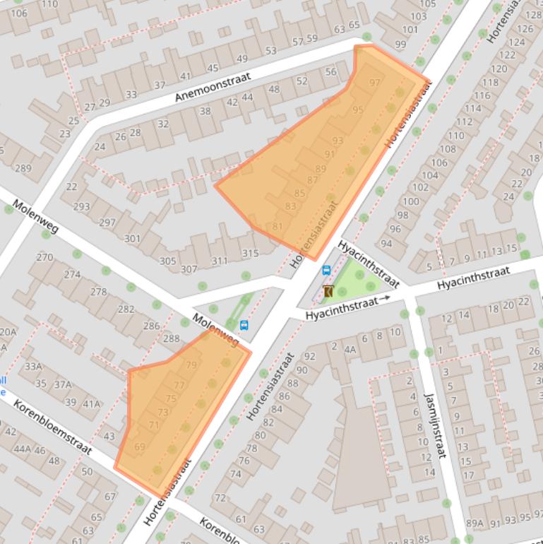 Kaart van postcodegebied 8013AC.