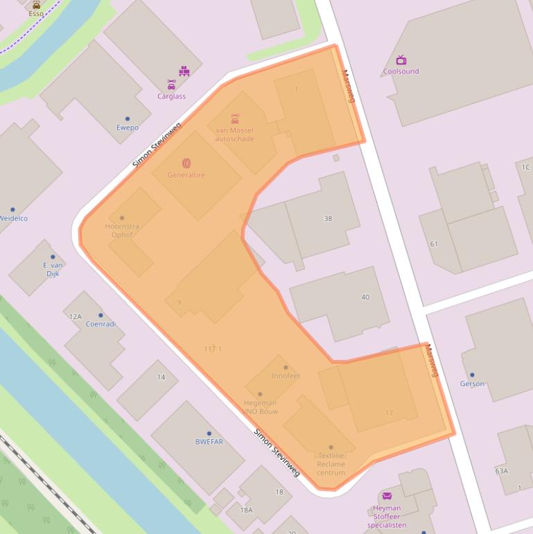 Kaart van postcodegebied 8013NA.