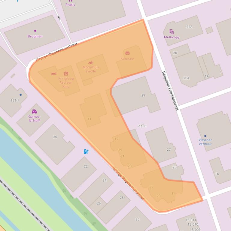 Kaart van postcodegebied 8013NL.