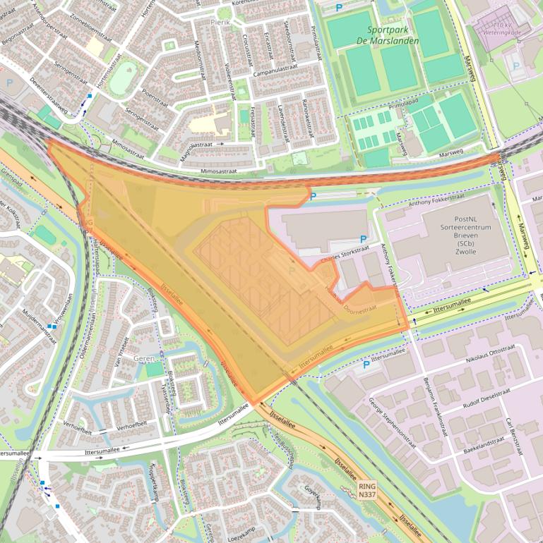 Kaart van postcodegebied 8013NR.