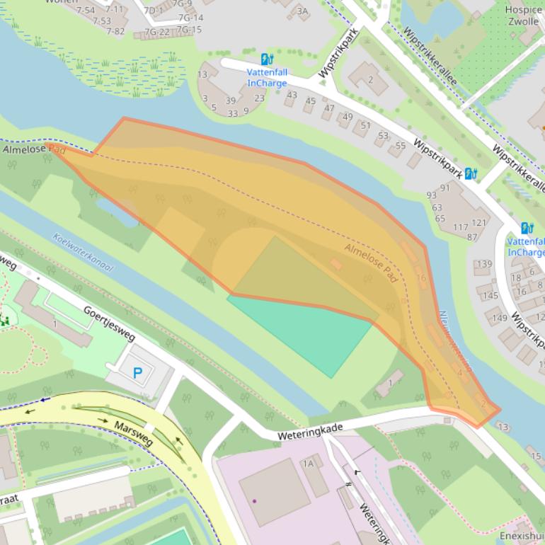 Kaart van postcodegebied 8013PW.