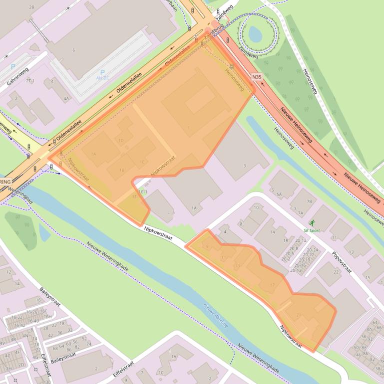 Kaart van postcodegebied 8013RJ.