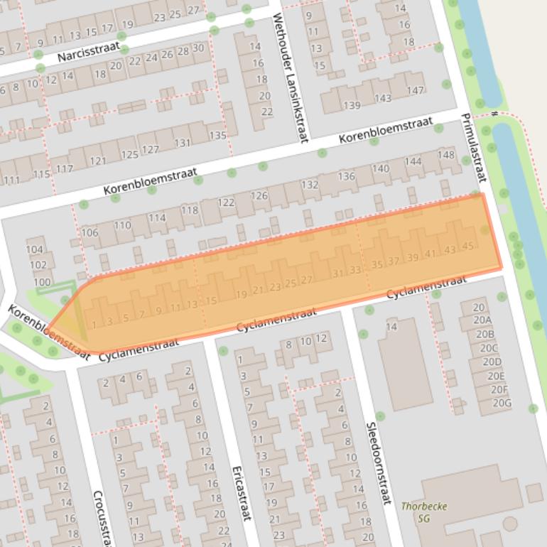 Kaart van postcodegebied 8013XJ.